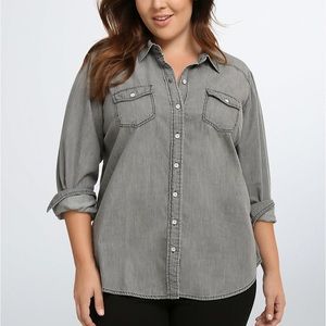 Torrid grey denim long sleeve